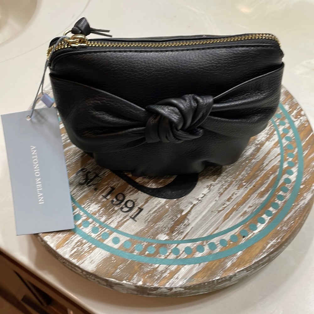 ANTONIO MELANI Black Leather Clutch